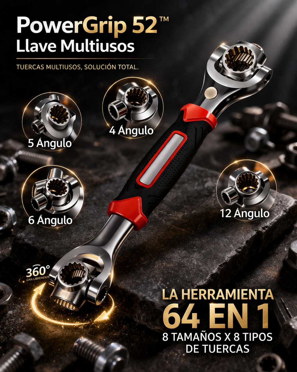 Llave PowerGrip 52™ tuercas multiusos